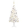 Árbol de Navidad preiluminado con luces y bolas blanco 210 cm