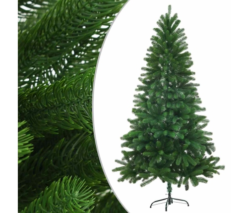 Árbol de Navidad preiluminado con luces y bolas verde 150 cm