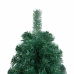 Medio árbol de Navidad con luces y bolas verde 150 cm