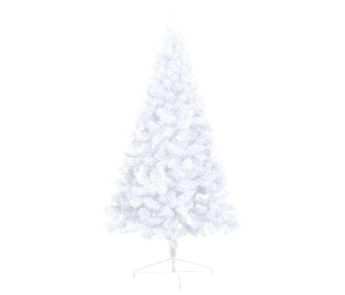 Medio árbol de Navidad con luces y bolas blanco 120 cm