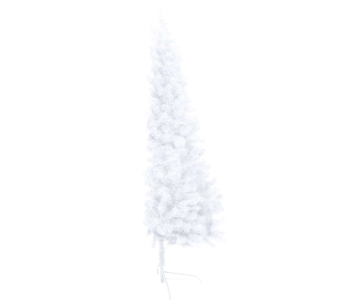 Medio árbol de Navidad con luces y bolas blanco 240 cm