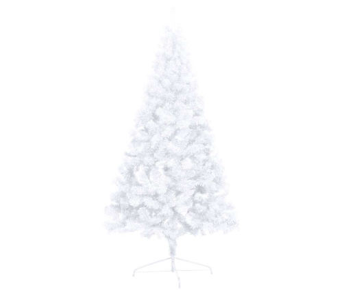 Medio árbol de Navidad con luces y bolas blanco 240 cm