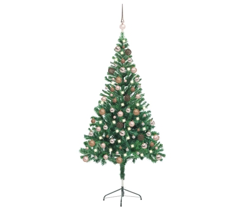 Árbol de Navidad artificial con luces y bolas 380 ramas 150 cm