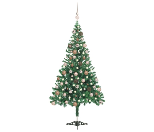 Árbol de Navidad artificial con luces y bolas 564 ramas 180 cm