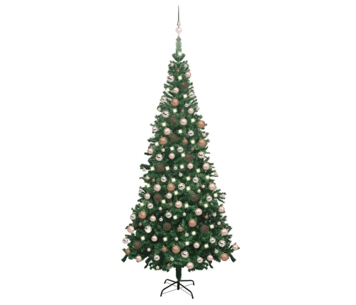 Árbol de Navidad artificial con luces y bolas verde 240 cm