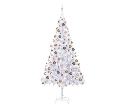 Árbol de Navidad artificial con luces y bolas 910 ramas 210 cm