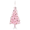 Árbol de Navidad preiluminado con luces y bolas rosa 120 cm