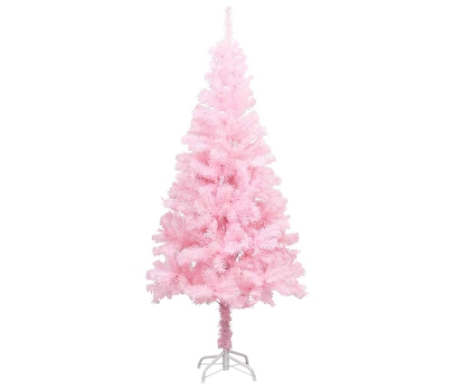 Árbol de Navidad preiluminado con luces y bolas rosa 120 cm