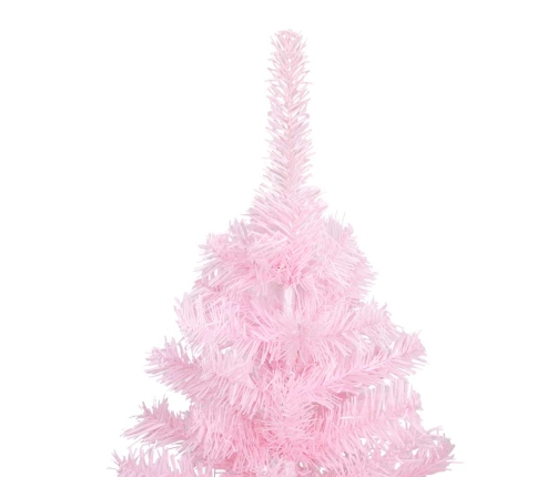 Árbol de Navidad preiluminado con luces y bolas rosa 150 cm