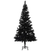 Árbol de Navidad preiluminado con luces y bolas negro 120 cm