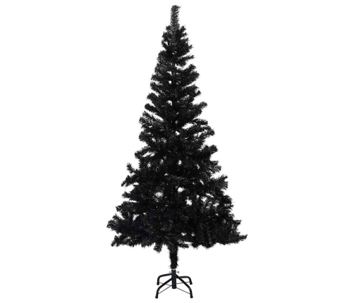 Árbol de Navidad preiluminado con luces y bolas negro 150 cm