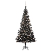 Árbol de Navidad preiluminado con luces y bolas negro 210 cm