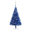 Árbol de Navidad preiluminado con luces y bolas azul 120 cm