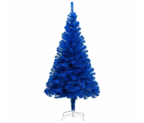 Árbol de Navidad preiluminado con luces y bolas azul 120 cm