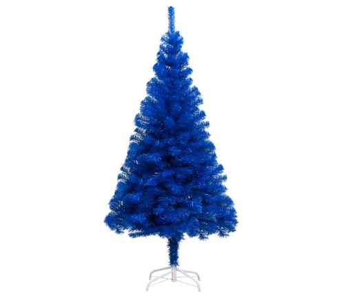 Árbol de Navidad preiluminado con luces y bolas azul 150 cm