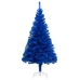 Árbol de Navidad preiluminado con luces y bolas azul 150 cm