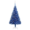 Árbol de Navidad preiluminado con luces y bolas azul 210 cm