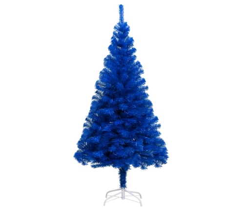 Árbol de Navidad preiluminado con luces y bolas azul 210 cm