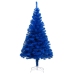 Árbol de Navidad preiluminado con luces y bolas azul 210 cm