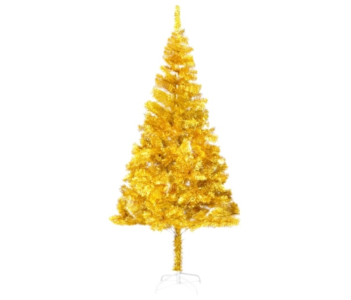 Árbol de Navidad preiluminado con luces y bolas dorado 180 cm