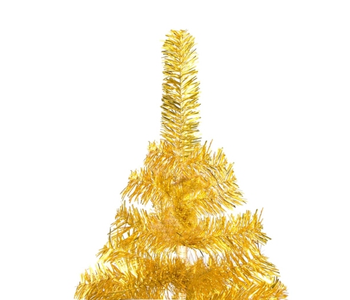 Árbol de Navidad preiluminado con luces y bolas dorado 180 cm