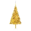 Árbol de Navidad preiluminado con luces y bolas dorado 210 cm