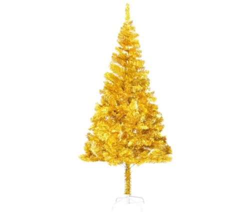 Árbol de Navidad preiluminado con luces y bolas dorado 240 cm