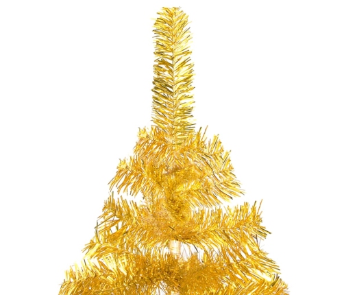 Árbol de Navidad preiluminado con luces y bolas dorado 240 cm