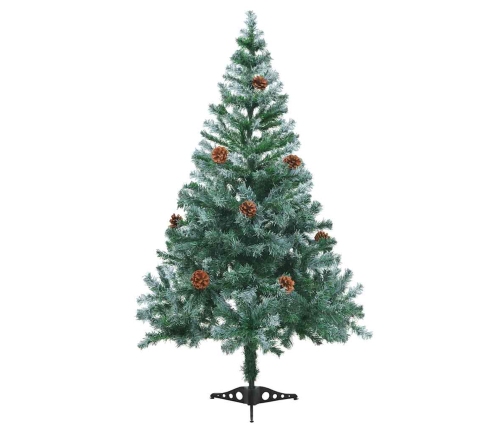 Árbol de navidad glaseado con LEDs, bolas y piñas 150 cm