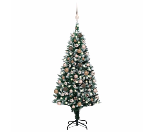 Árbol de Navidad helado con luces, bolas y piñas 150 cm