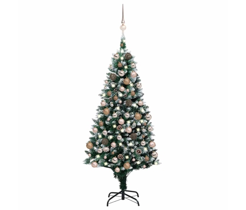 Árbol de Navidad helado con luces, bolas y piñas 180 cm