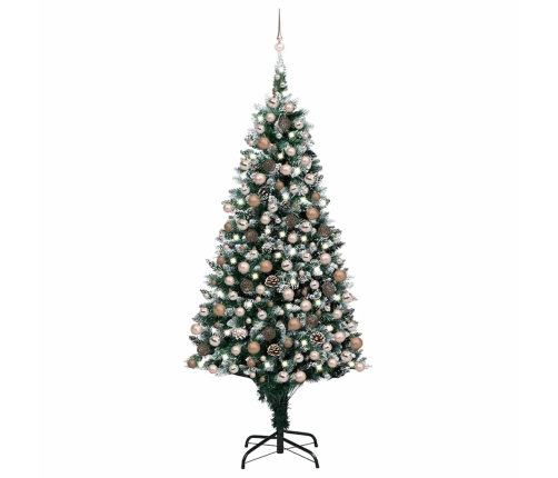 Árbol de Navidad helado con luces, bolas y piñas 240 cm