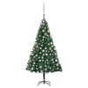 Árbol de Navidad preiluminado con luces y bolas verde 120 cm