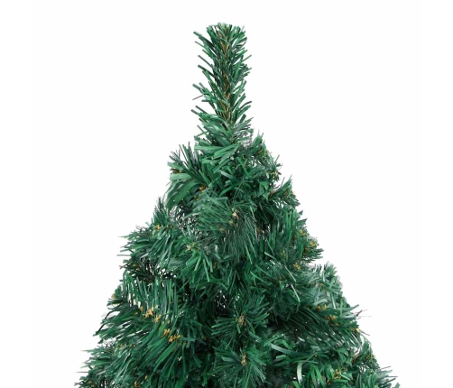 Árbol de Navidad preiluminado con luces y bolas verde 150 cm