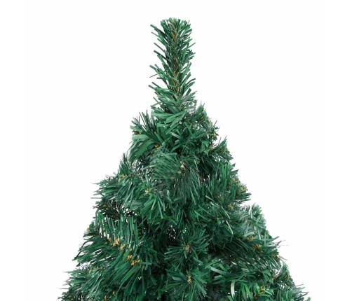 Árbol de Navidad preiluminado con luces y bolas verde 180 cm