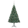 Árbol de Navidad preiluminado con luces y bolas verde 240 cm