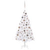 Árbol de Navidad preiluminado con luces y bolas blanco 180 cm