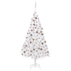 Árbol de Navidad preiluminado con luces y bolas blanco 210 cm