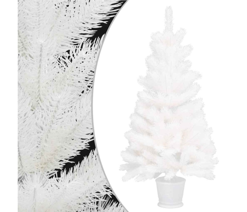 Árbol de Navidad preiluminado con luces y bolas blanco 90 cm