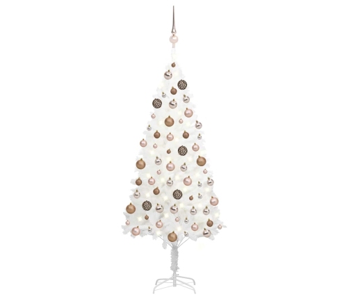 Árbol de Navidad preiluminado con luces y bolas blanco 120 cm