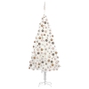 Árbol de Navidad preiluminado con luces y bolas blanco 210 cm