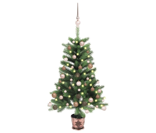 Árbol de Navidad artificial con luces y bolas verde 65 cm