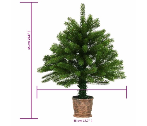 Árbol de Navidad artificial con luces y bolas verde 65 cm