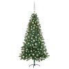 Árbol de Navidad preiluminado con luces y bolas verde 150 cm