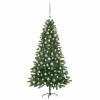 Árbol de Navidad preiluminado con luces y bolas verde 180 cm