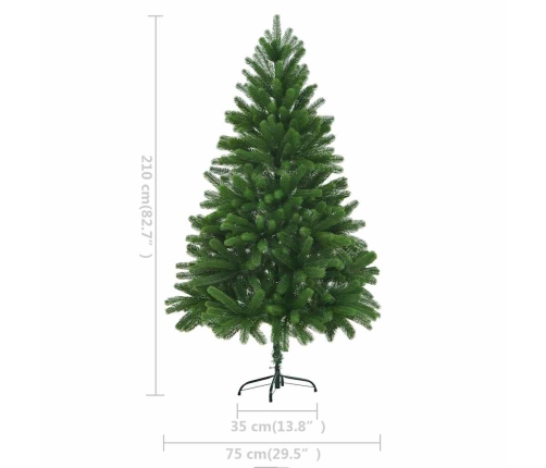 Árbol de Navidad preiluminado con luces y bolas verde 210 cm