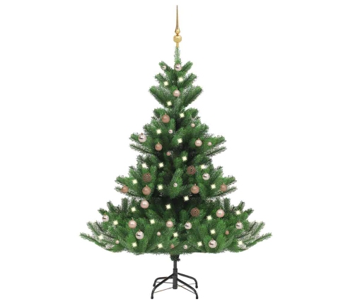 Árbol de Navidad abeto Nordmann con LEDs y bolas verde 120 cm