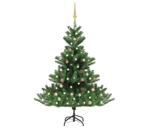 Árbol de Navidad abeto Nordmann con LEDs y bolas verde 180 cm