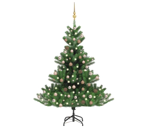 Árbol de Navidad abeto Nordmann con LEDs y bolas verde 240 cm