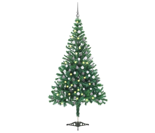 Árbol de Navidad artificial con luces y bolas 230 ramas 120 cm